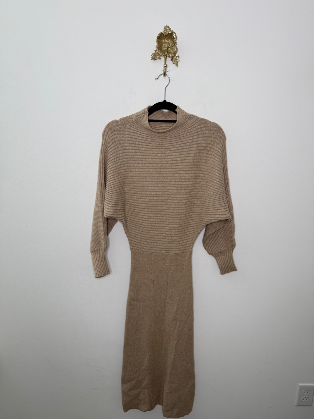 By Anthropologie Long-Sleeve Slim Sweater Midi Dress S
